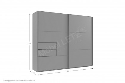 Palermo von Wimex - Schwebetürenschrank mit Schubkästen grafit/ schwarz