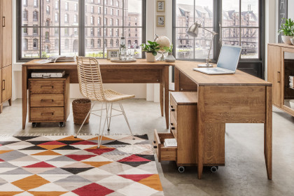 Mido von SKALIK - großer Eckschreibtisch ca. 240 x 200 cm Eiche massiv tabak