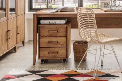 Mido von SKALIK - Rollcontainer Eiche massiv tabak geölt mit 3 Schubkästen