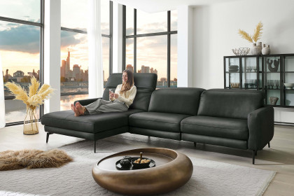 HU-RL25070 von Hukla - Ledersofa links anthrazit