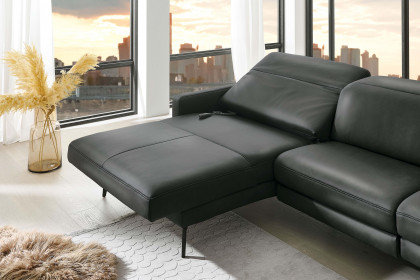 HU-RL25070 von Hukla - Ledersofa links anthrazit