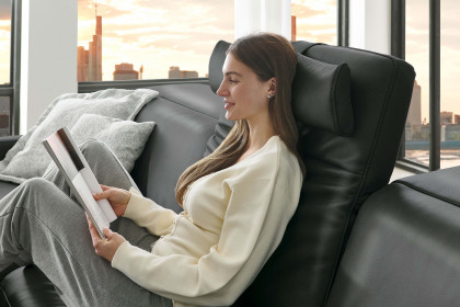 HU-RL25070 von Hukla - Ledersofa links anthrazit