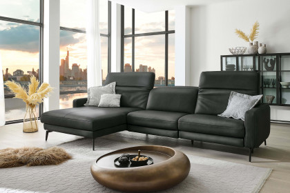 HU-RL25070 von Hukla - Ledersofa links anthrazit