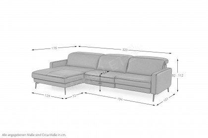 HU-RL25070 von Hukla - Ledersofa links anthrazit