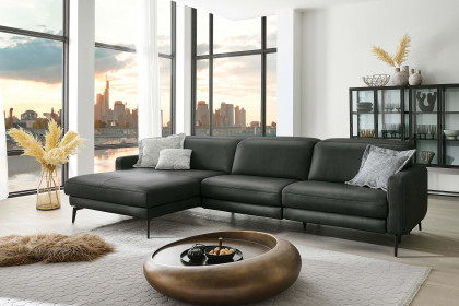 HU-RL25070 von Hukla - Ledersofa links anthrazit