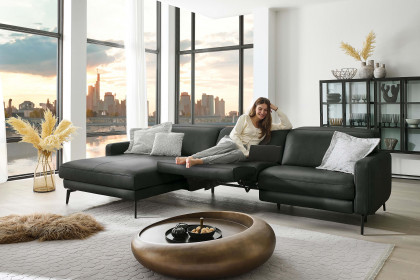 HU-RL25070 von Hukla - Ledersofa links anthrazit