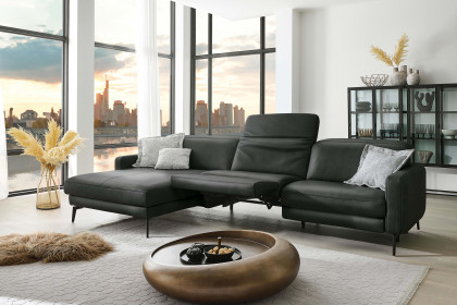 HU-RL25070 von Hukla - Ledersofa links anthrazit