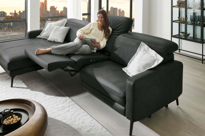 HU-RL25070 von Hukla - Ledersofa links anthrazit