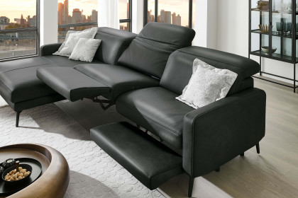 HU-RL25070 von Hukla - Ledersofa links anthrazit