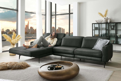HU-RL25070 von Hukla - Ledersofa links anthrazit