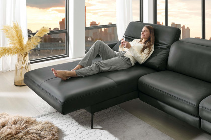 HU-RL25070 von Hukla - Ledersofa links anthrazit