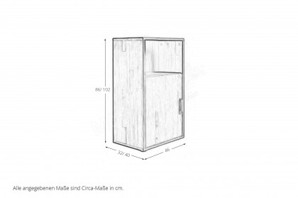 Mido von SKALIK - Türkommode mit 1 offenen Fach Eiche massiv bianco geölt