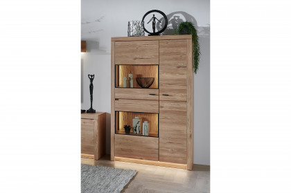 Winston von IDEAL Möbel - Highboard Eiche mit sandgestrahlter Rückwand