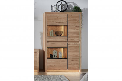 Winston von IDEAL Möbel - Highboard Eiche mit sandgestrahlter Rückwand
