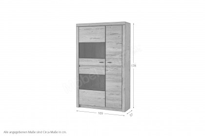 Winston von IDEAL Möbel - Highboard Eiche mit sandgestrahlter Rückwand