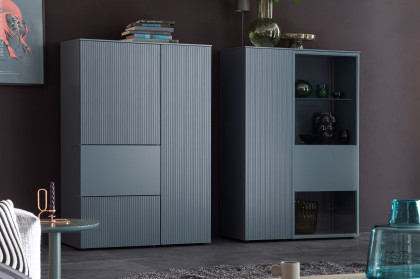 Amaya von SCHÖNER WOHNEN - Highboard-Set in Taubenblau und Rillenstruktur