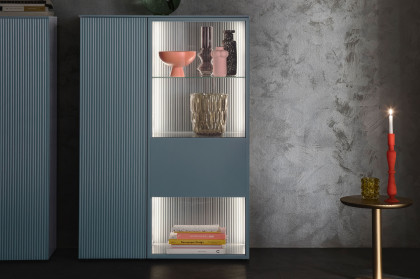Amaya von SCHÖNER WOHNEN - Highboard-Set in Taubenblau und Rillenstruktur