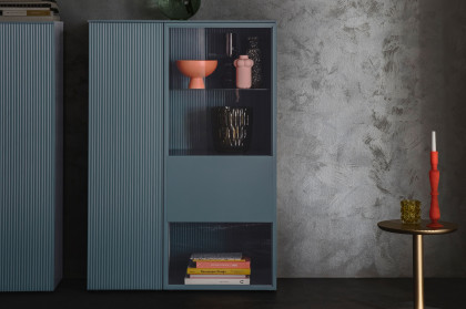 Amaya von SCHÖNER WOHNEN - Highboard-Set in Taubenblau und Rillenstruktur