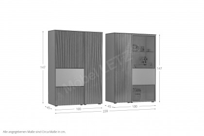Amaya von SCHÖNER WOHNEN - Highboard-Set in Taubenblau und Rillenstruktur