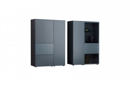 Amaya von SCHÖNER WOHNEN - Highboard-Set in Taubenblau und Rillenstruktur