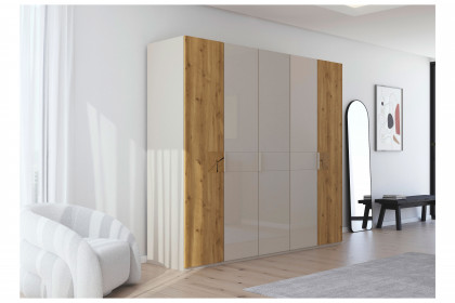 Kona-F von Rauch Black - Kleiderschrank Glas champagner - Eiche massiv