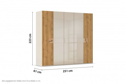 Kona-F von Rauch Black - Kleiderschrank Glas champagner - Eiche massiv