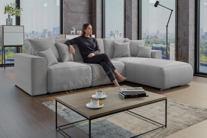 PG-LE-02 von BASTI dein Sofa - Sofaecke rechts hellgrau