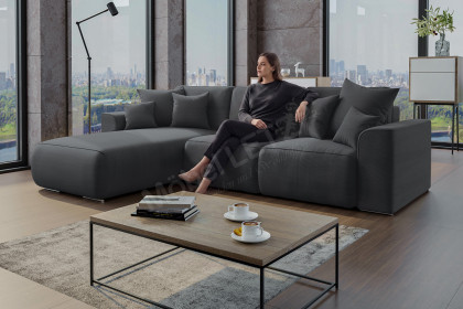PG-LE-02 von BASTI dein Sofa - Eckgarnitur links dunkelgrau