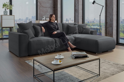 PG-LE-02 von BASTI dein Sofa - Eckgarnitur rechts dunkelgrau