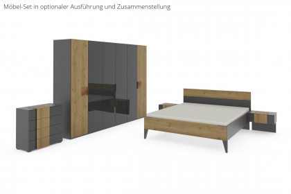 Kona-F von Rauch Black - Schlafzimmer-Set mit 6-türigem Schrank