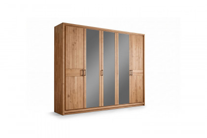 Fargo von SKALIK - Kleiderschrank 5-türig Eiche natur geölt - 3 Spiegeltüren