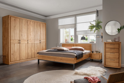 Fargo von SKALIK - Schlafzimmer-Set Eiche natur geölt: 5-türiger Schrank, Doppelbett 180x200 cm & Nachtschrank-Paar