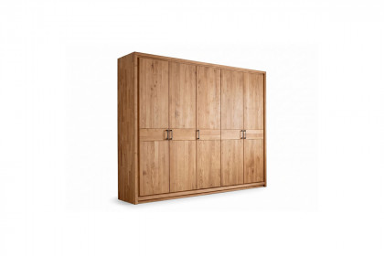 Fargo von SKALIK - Schlafzimmer-Set Eiche natur geölt: 5-türiger Schrank, Doppelbett 180x200 cm & Nachtschrank-Paar