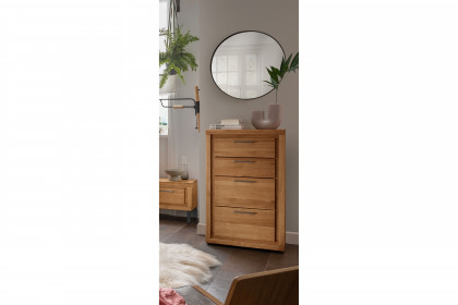Fargo von SKALIK - Schlafzimmer Eiche: Schrank mit Spiegel, Bett 180x200 cm & Nachttisch-Paar