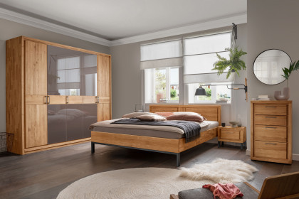 Fargo von SKALIK - Schlafraum-Set Eiche: Schrank mit Glasauflagen, Doppelbett & Nakos