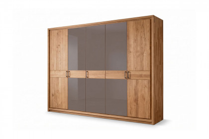 Fargo von SKALIK - Schlafraum-Set Eiche: Schrank mit Glasauflagen, Doppelbett & Nakos