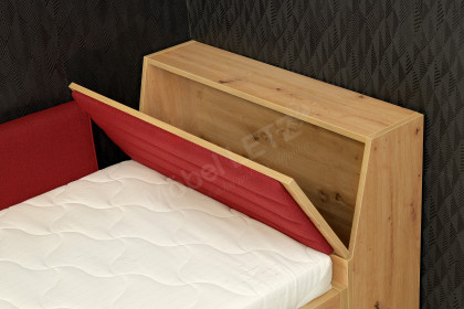 loop von Rudolf - Raumsparliege Boxy mit Bettkasten & Rückenlehne Eiche Artisan