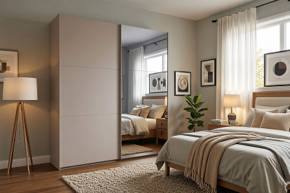 Palermo von Wimex - Kleiderschrank saharagrau mit Spiegel