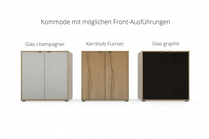Cremona von Wiemann - Türenkommode Glas graphit - Bianco-Eiche