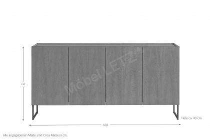 #404 Sideboard von Skovby - Sideboard Eiche natur geölt/ Stahl schwarz-grau