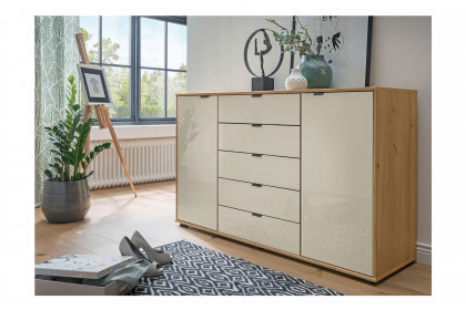 Cremona von Wiemann - Sideboard Glas champagner - Bianco-Eiche