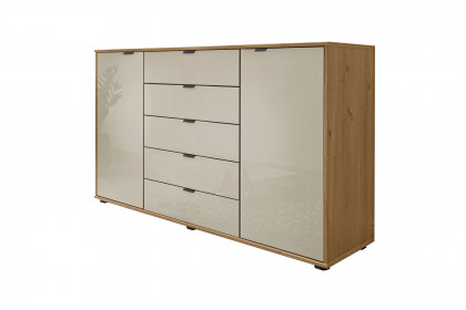 Cremona von Wiemann - Sideboard Glas champagner - Bianco-Eiche