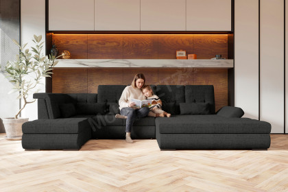 PG-LE-05 von BASTI dein Sofa - XXL-Sofa links graphite
