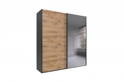 Palermo von Wimex - Schlafzimmerschrank 2-türig grafit/Plankeneiche