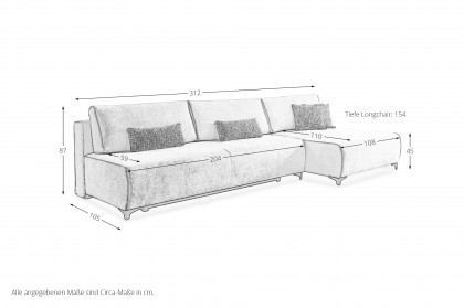 Kingston von Nehl - Schlaf-Ecksofa mit Longchair natur