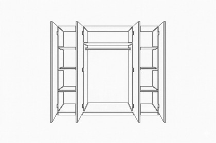 Toni von Elfo Möbel - Kleiderschrank 4-türig Wildeiche teilmassiv mit 2 Spiegeln