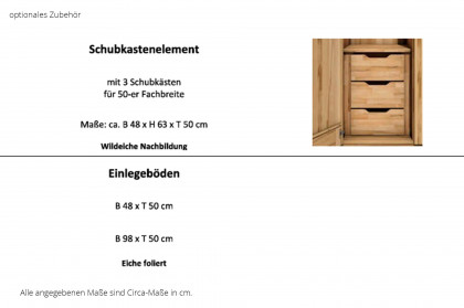 Toni von Elfo Möbel - Kleiderschrank 4-türig Wildeiche teilmassiv mit 2 Spiegeln