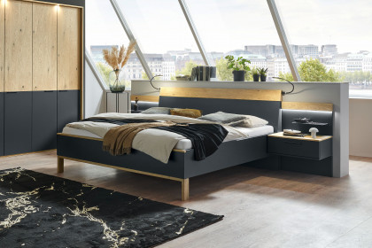 Cuneo-sleeping von Disselkamp - Bett 140x200 cm Balkeneiche - basalt