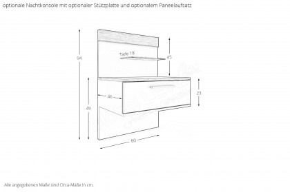 Cuneo-sleeping von Disselkamp - Bett 140x200 cm Balkeneiche - basalt