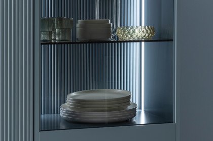 Amaya von SCHÖNER WOHNEN - Highboard in Taubenblau und Rillenstruktur